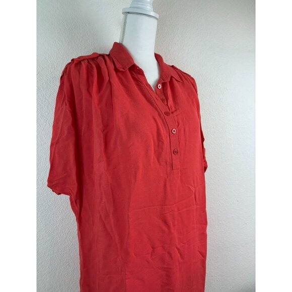 Diane Von Furstenberg women's 6 orange knee length collared shift shirt dress - Picture 2 of 9